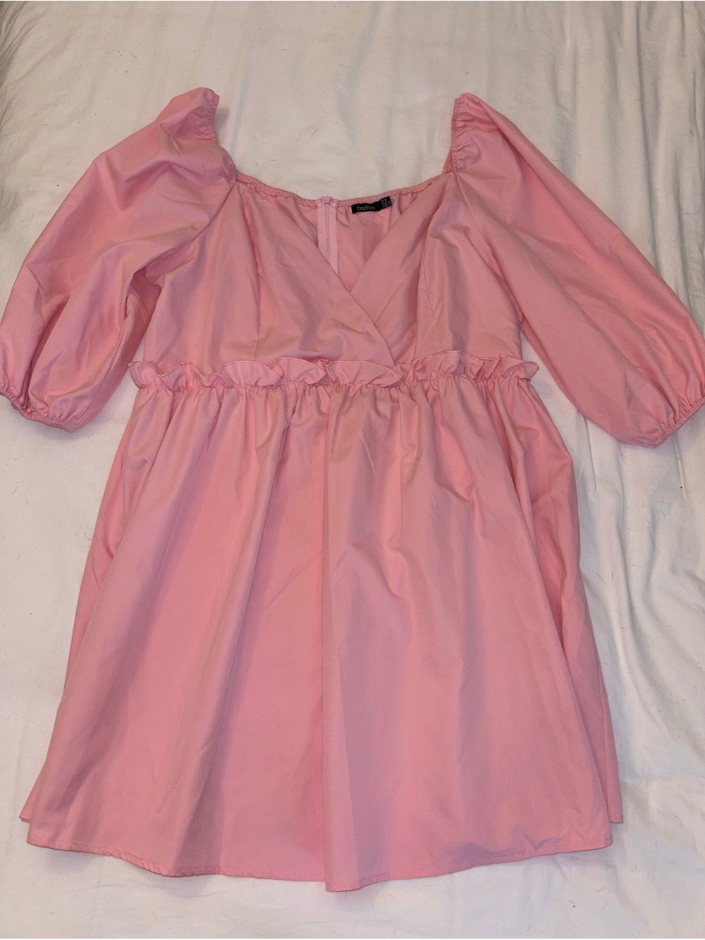 pink puff sleeve dress